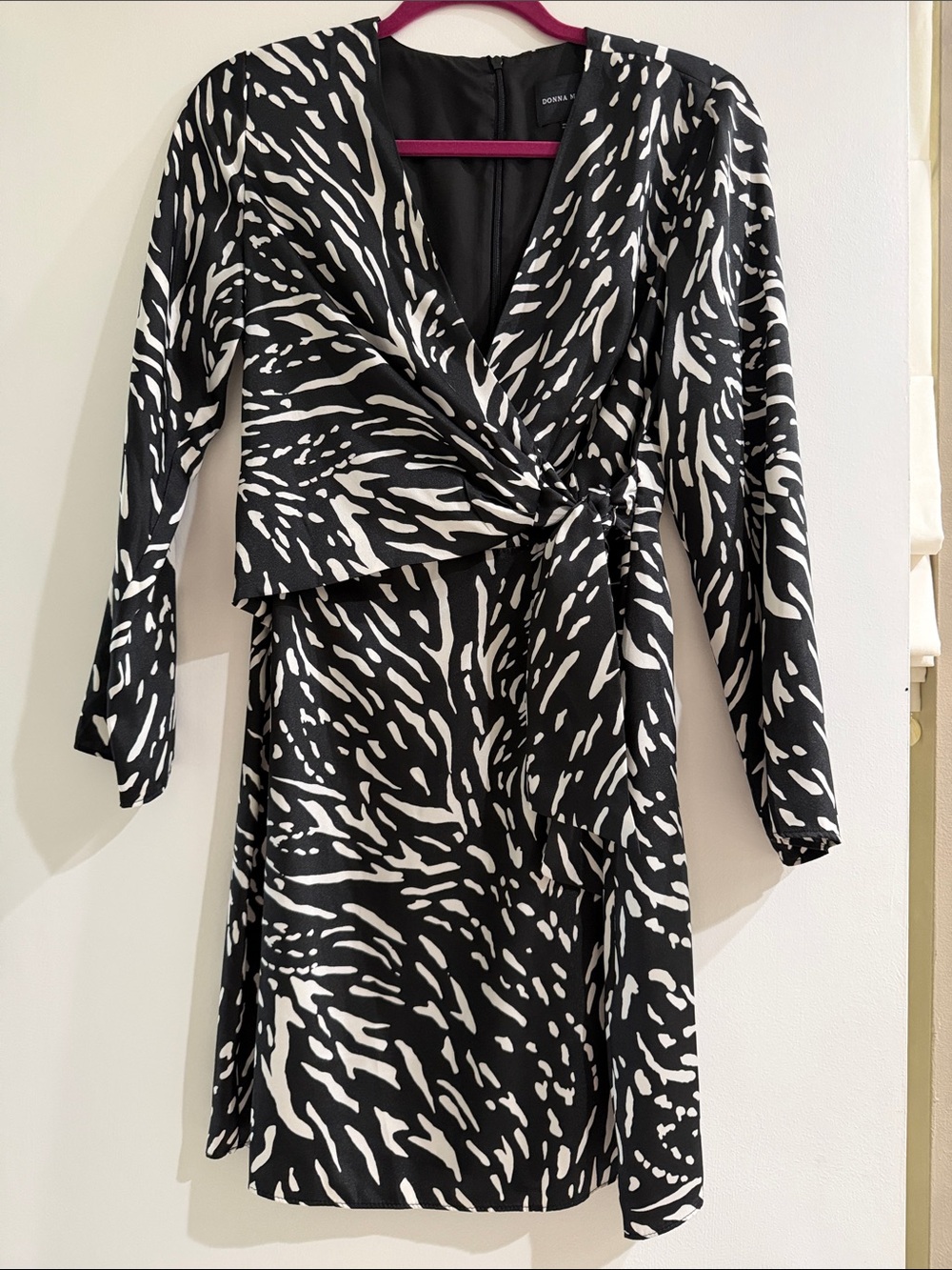 Black & White Abstract Wrap Dress